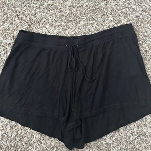 Black Drawstring Pajama Shorts